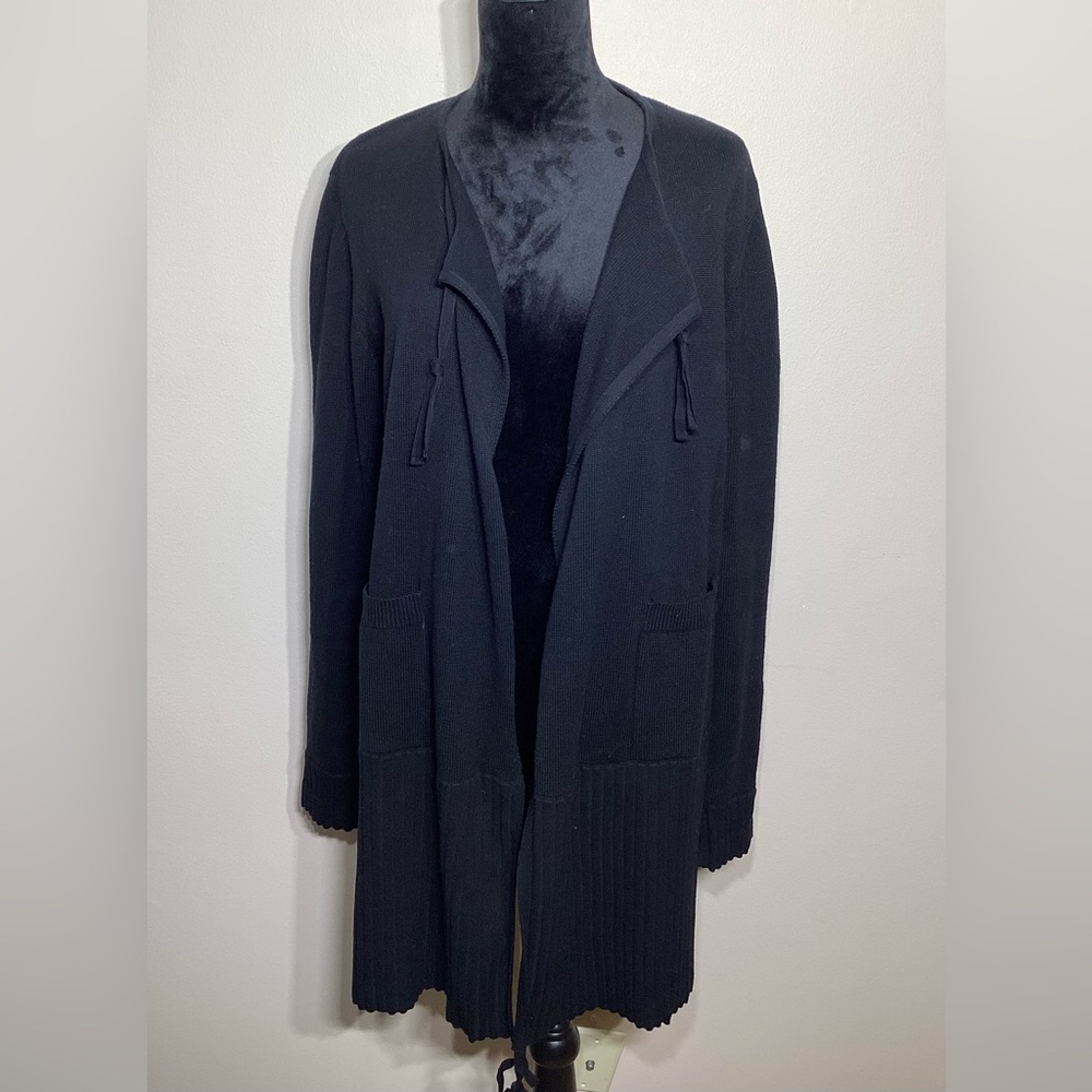 Cabi Black Atc Offhand Long Cotton Cardigan Size Medium